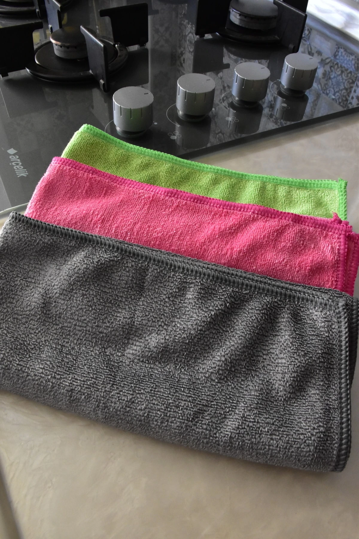 ( 3 Adet ) Mikrofiber Yüksek Gramajlı Parlak Sihirli Ankastre Ocak Davlumbaz Yağ Bezi