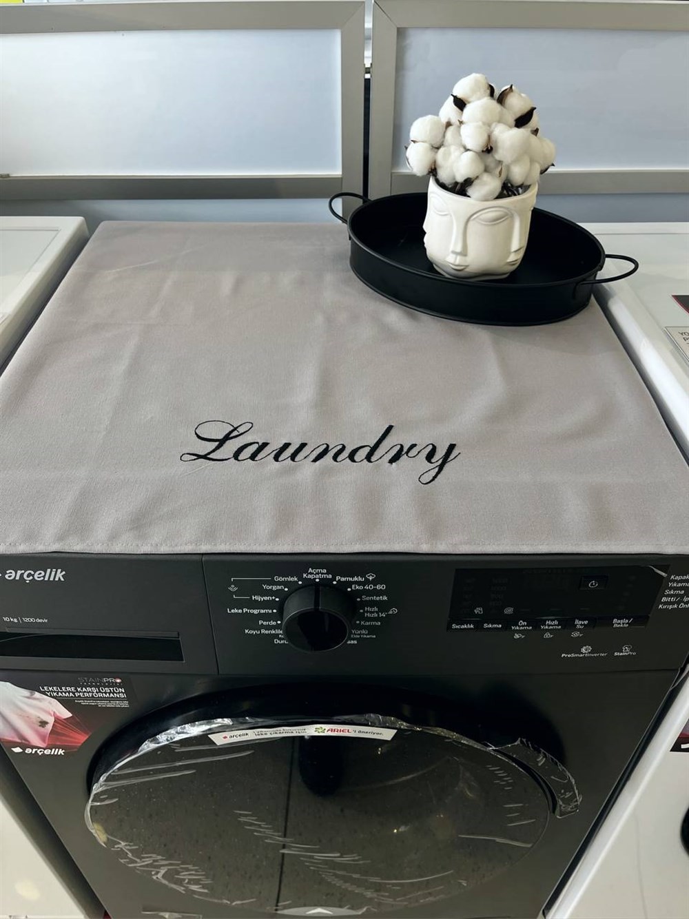 Atölye No 35 Gri Laundry Çamaşır Makina Örtüsü