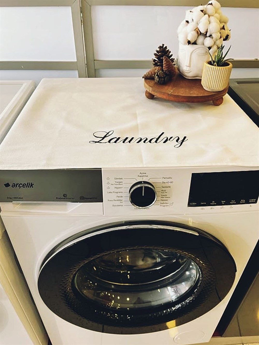 Atölye No 35 Krem Laundry Çamaşır Makina Örtüsü