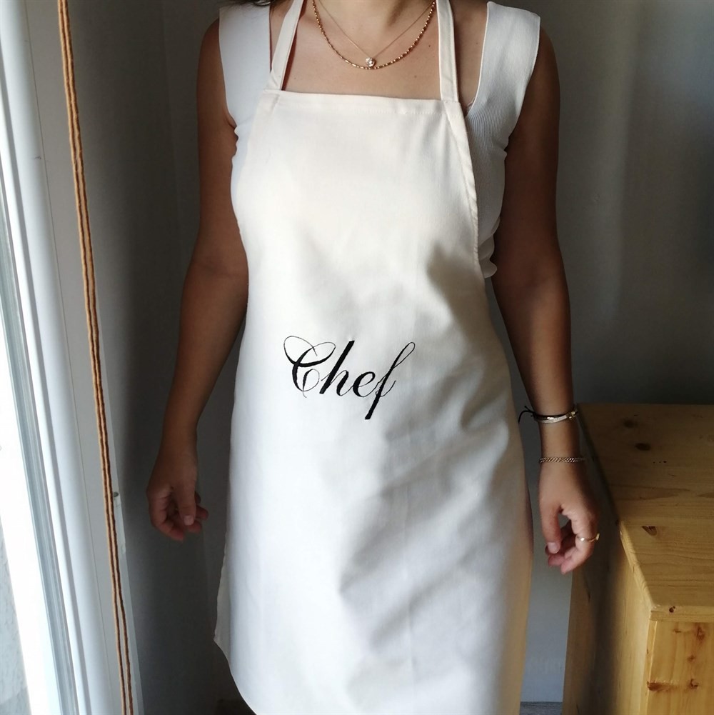 Atölye No 35 Chef Nakışlı Mutfak Önlüğü Krem