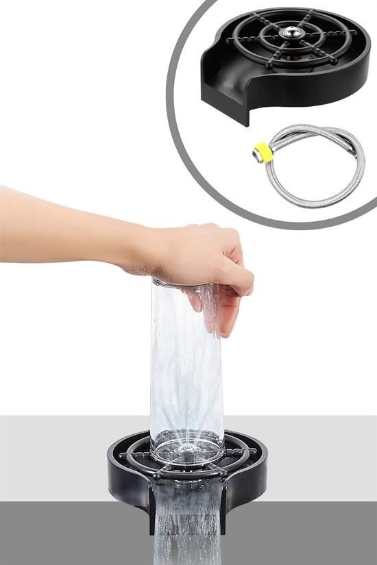 AtolyeNo35® Yüksek Basınçlı Otomatik Bardak Yıkama Aparatı – Mutfak Lavaboları İçin Hızlı Kupa Durulayıcı