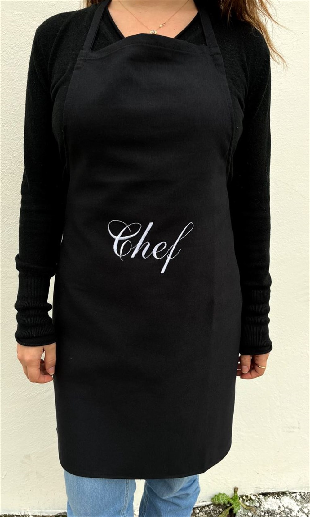 Atölye No 35 Chef Nakışlı Mutfak Önlüğü Siyah