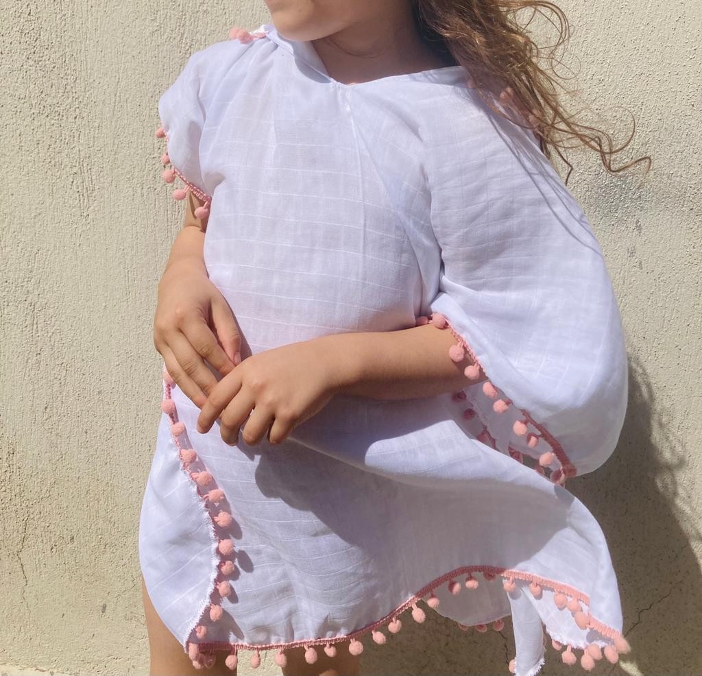 Atölye No 35 Kişiye Özel İsimli Bebek Çocuk Pareo Beyaz