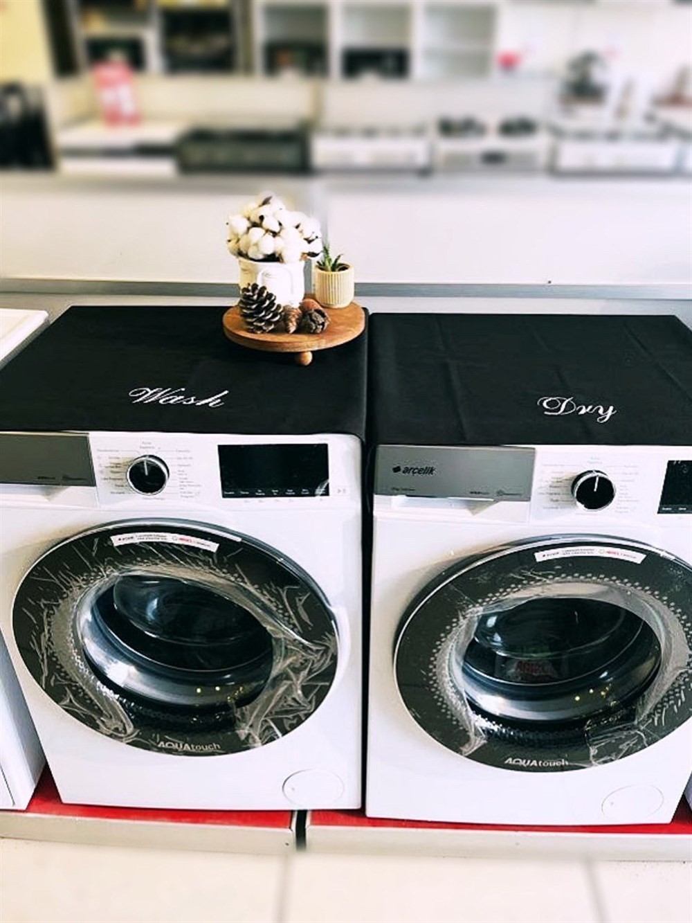 Atölye No 35 Wash Çamaşır Makinesi Örtüsü & Dry Çamaşır Kurutma Makinesi Örtüsü 2'li Set Siyah