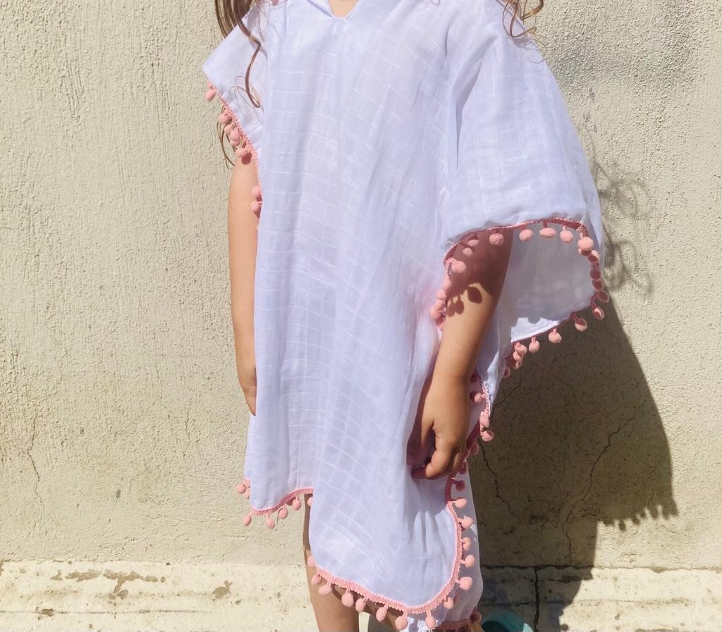 Atölye No 35 Kişiye Özel İsimli Bebek Çocuk Pareo Beyaz