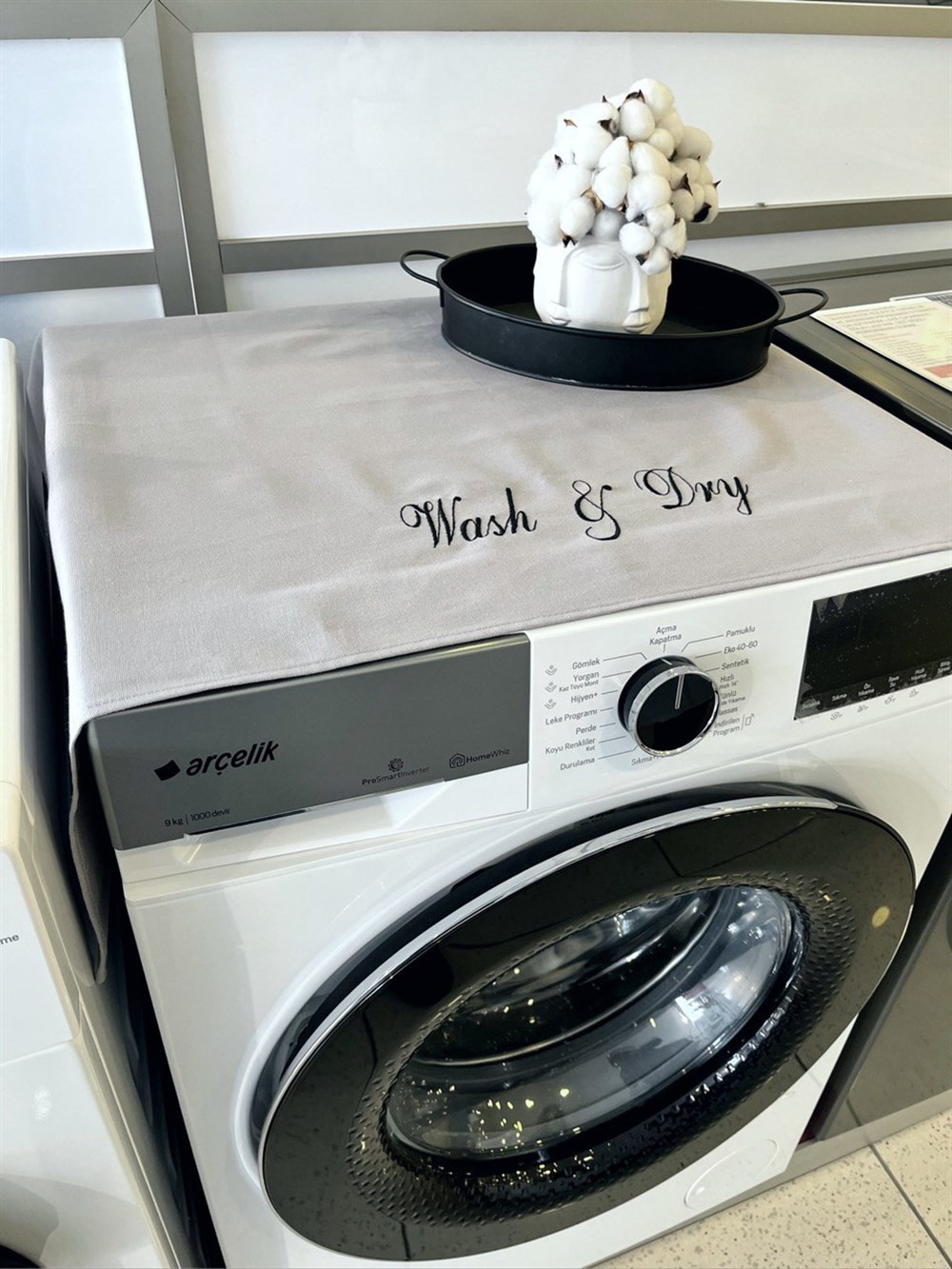 Atölye No 35 Gri Wash&Dry Çamaşır Kurutma Makinesi Örtüsü