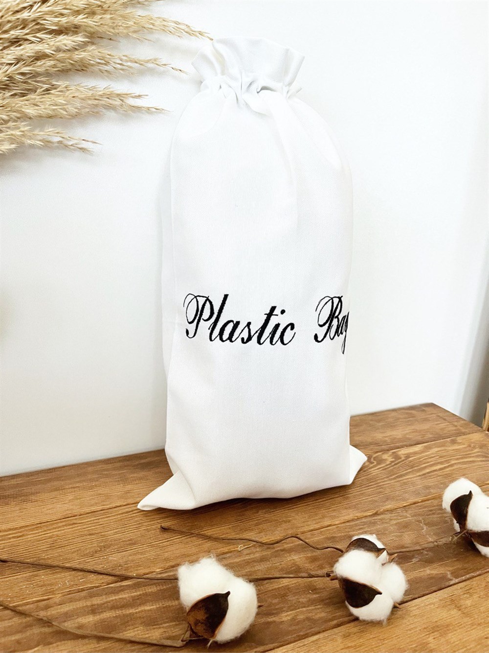Atölye No 35 Essentials Plastic Bag Poşetlik Beyaz El Yazısı