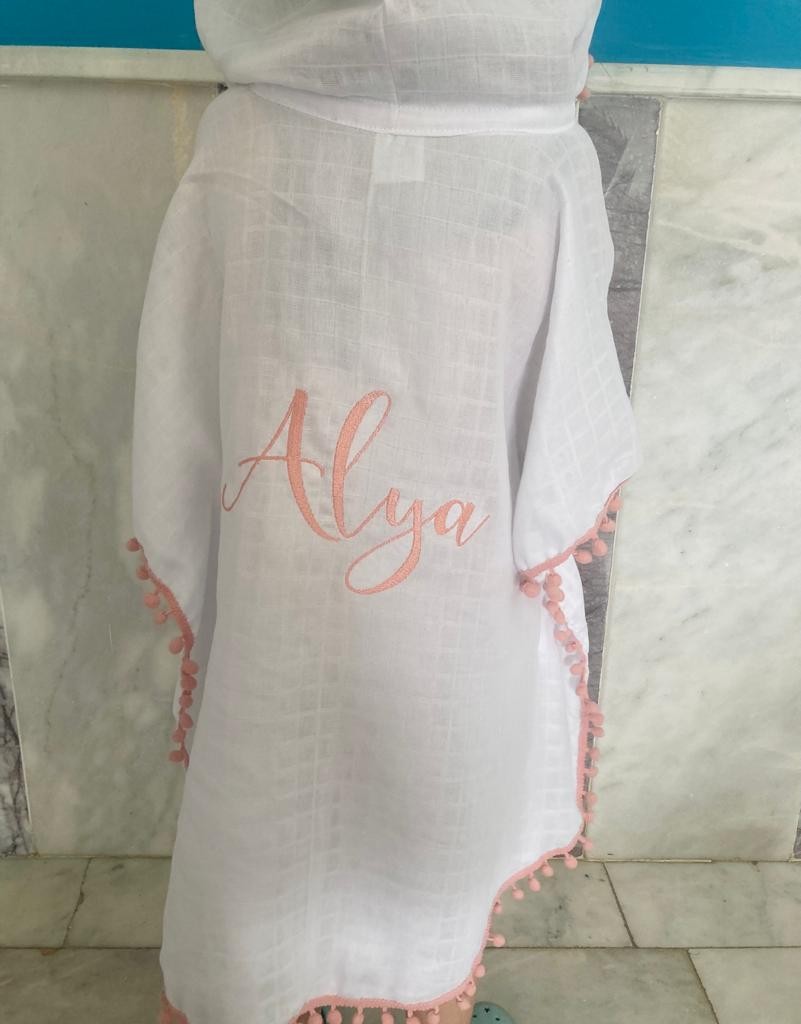 Atölye No 35 Kişiye Özel İsimli Bebek Çocuk Pareo Beyaz