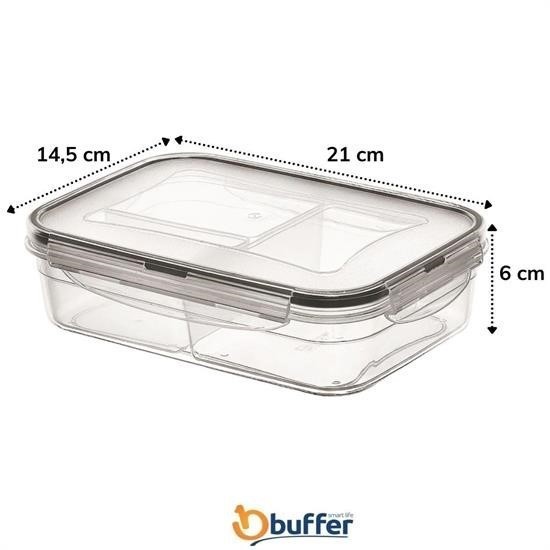 AtolyeNo35 3 Bölmeli Kilitli Kapaklı 1 Litre Erzak Saklama Kabı