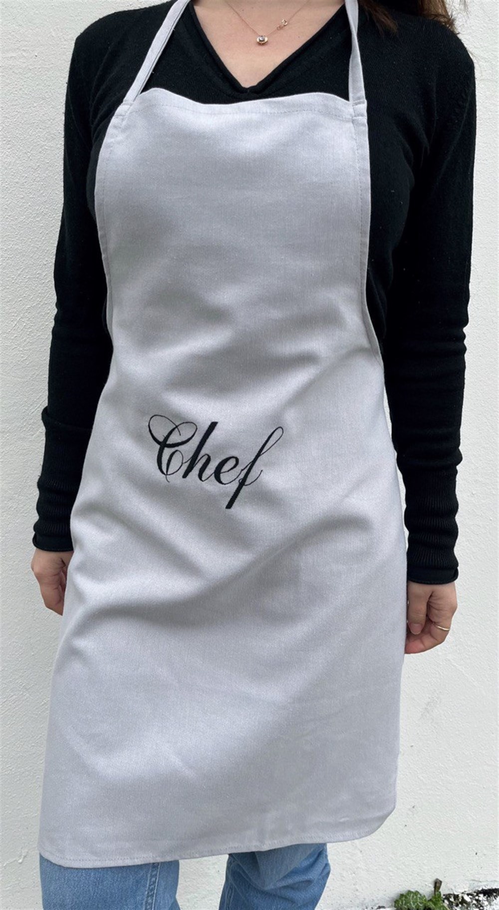 Atölye No 35 Chef Nakışlı Mutfak Önlüğü Gri