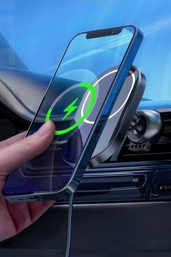 AtolyeNo35 15W Mıknatıslı Araç İçi Telefon Tutucu – Hızlı Şarj Ünitesi