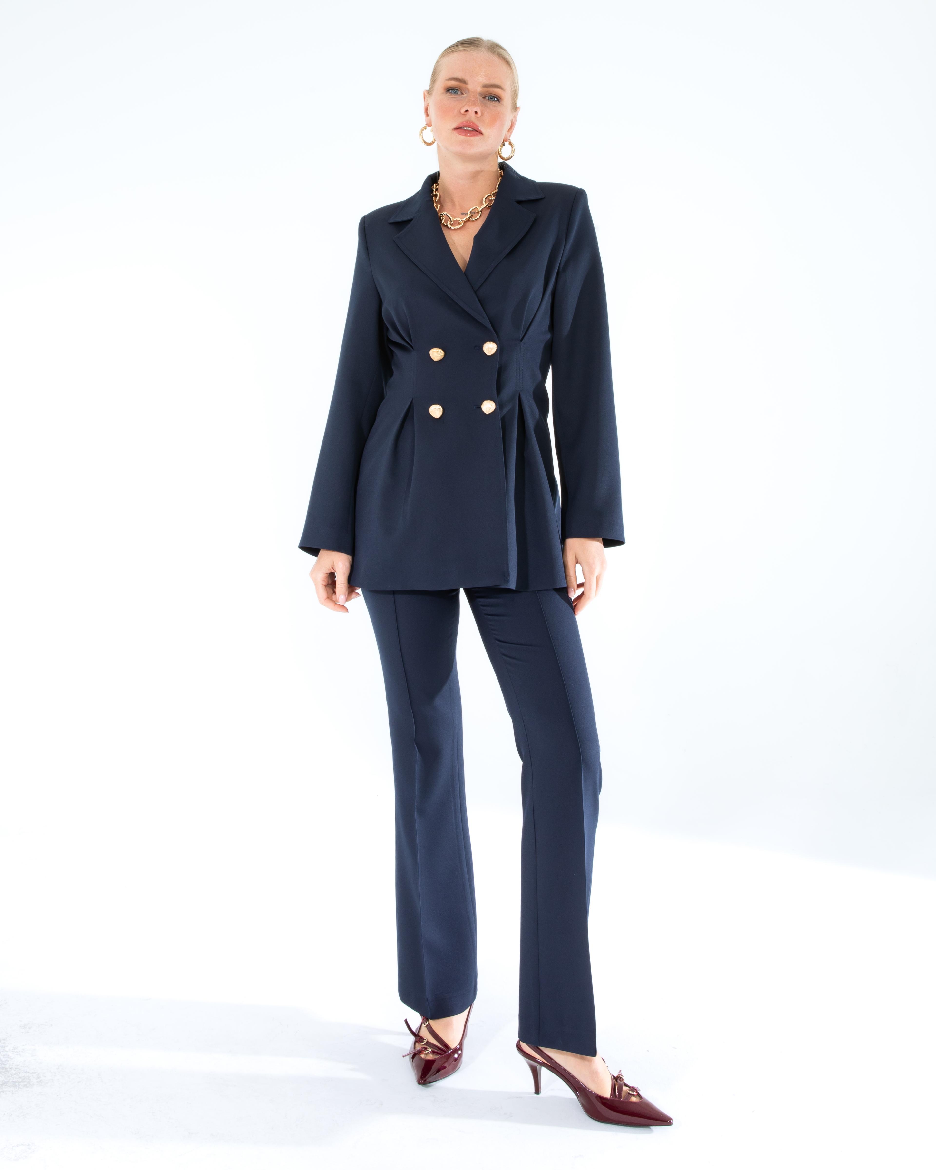 MAIA Slim Fit Ceket Pantalon Takım - Lacivert