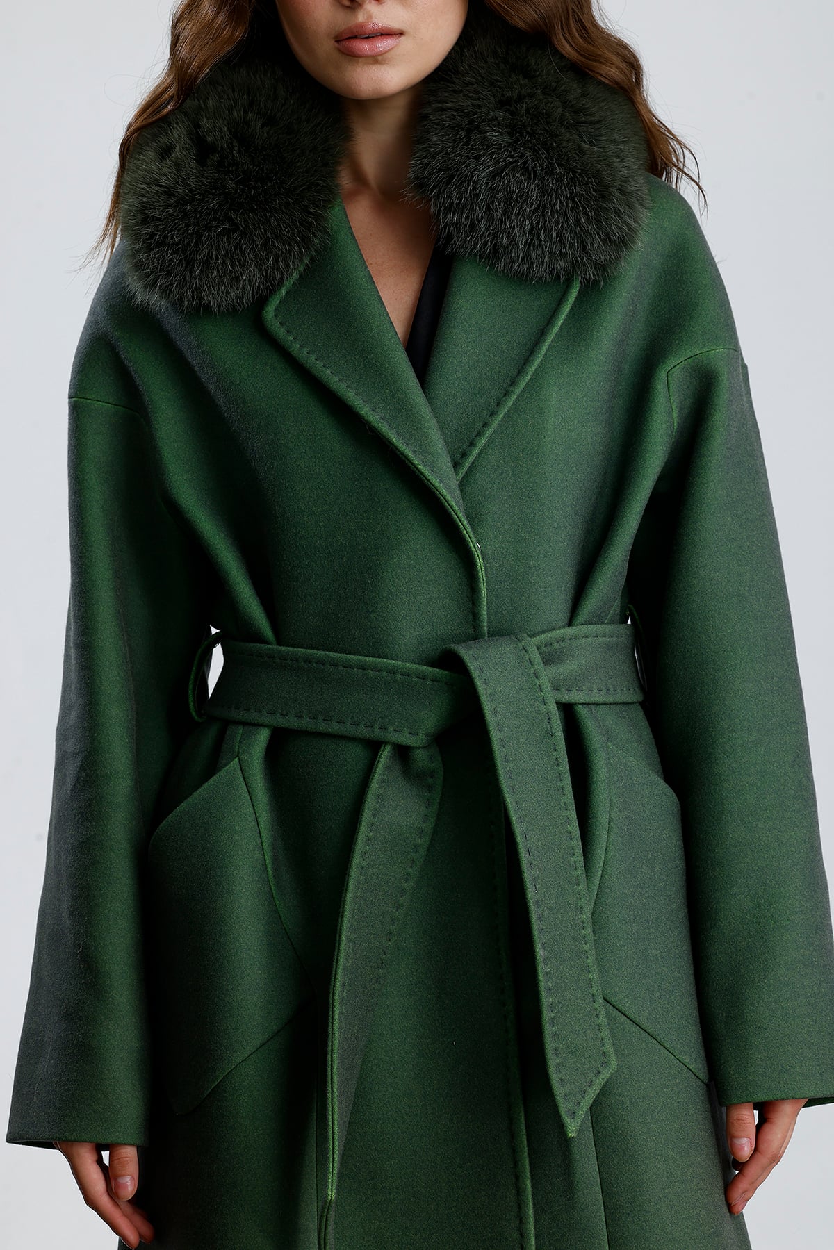 MISTY BLOOM Cashmere Coat - Haki