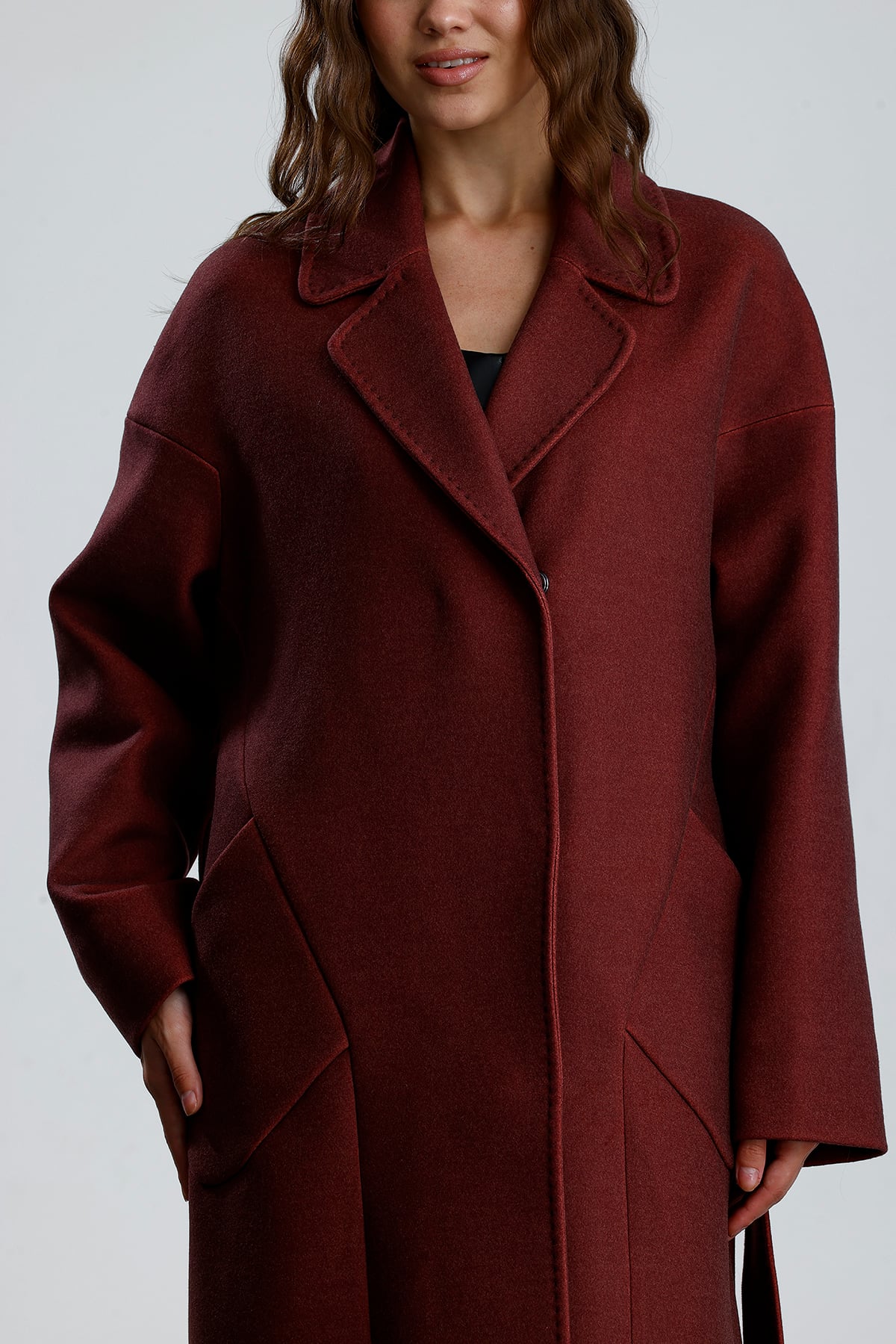 MISTY BLOOM Furless Cashmere Coat - Bordo