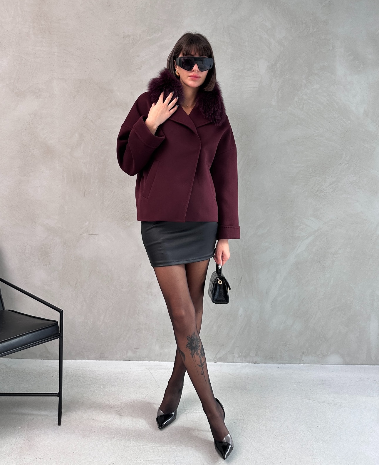 MAJESTY Cashmere Coat - Bordo