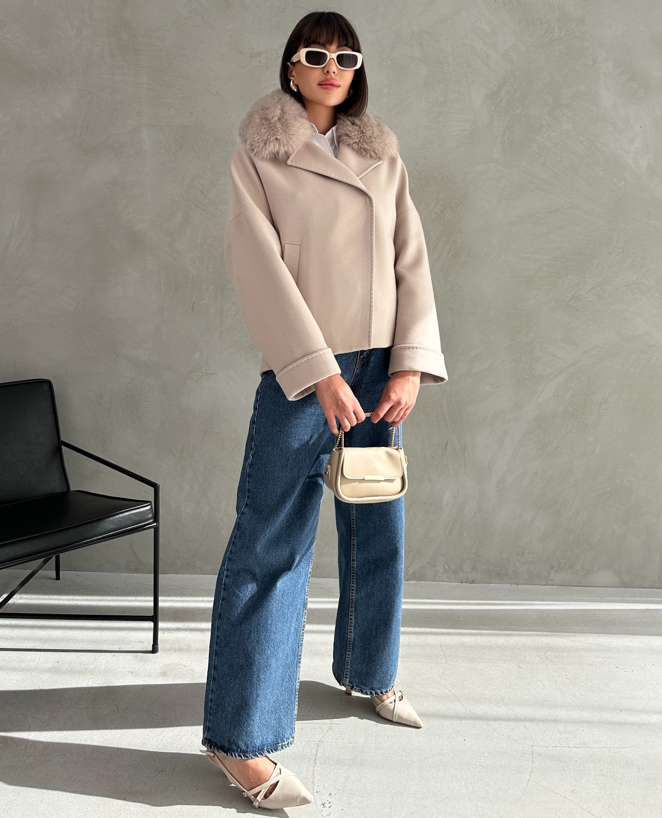 MAJESTY Cashmere Coat - Taş
