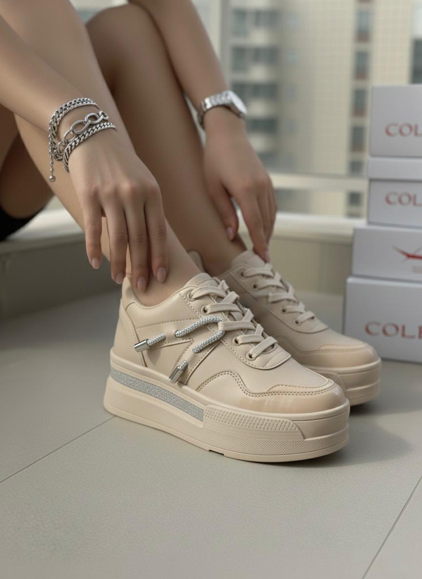 Kadın Vega Günlük Ortopedik Taban Sneaker - BEJ