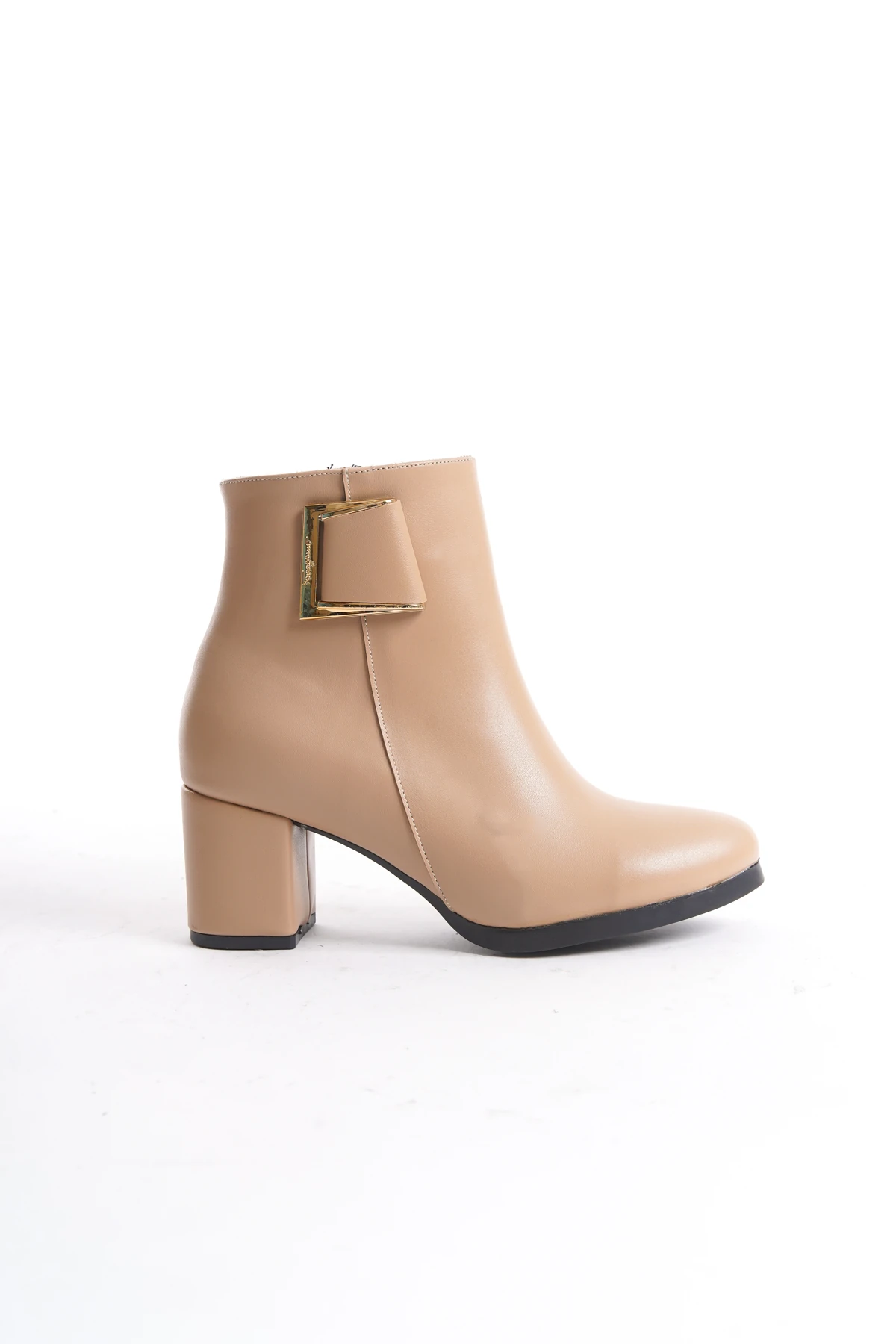 Kadın Atina Cilt Toka Detaylı Topuklu kısa Bot