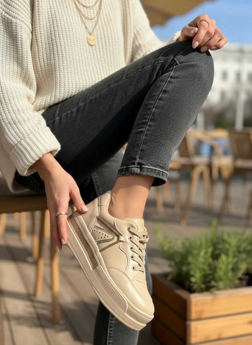 Kadın Vento Günlük Ortopedik Taban Sneaker - BEJ