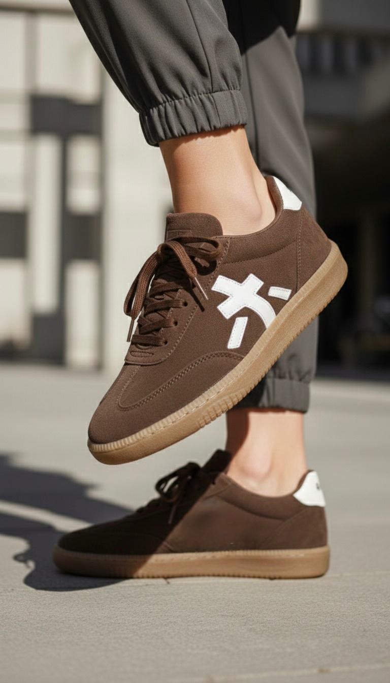 Kadın Sanda Günlük Ortopedik Rahat Taban Sneaker - KAHVE