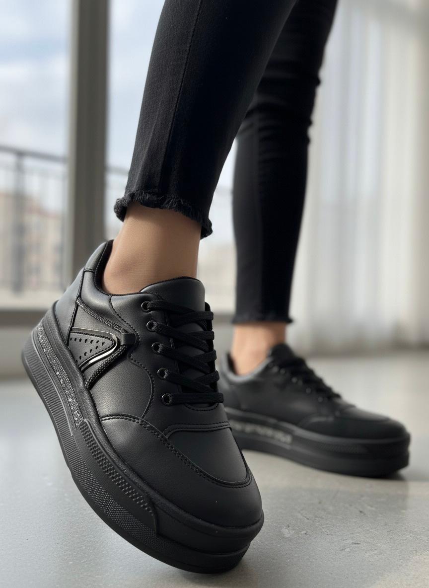 Kadın Vento Günlük Ortopedik Taban Sneaker - SİYAH