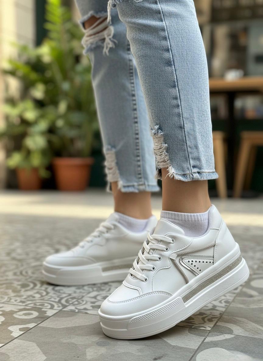Kadın Vento Günlük Ortopedik Taban Sneaker - BEYAZ