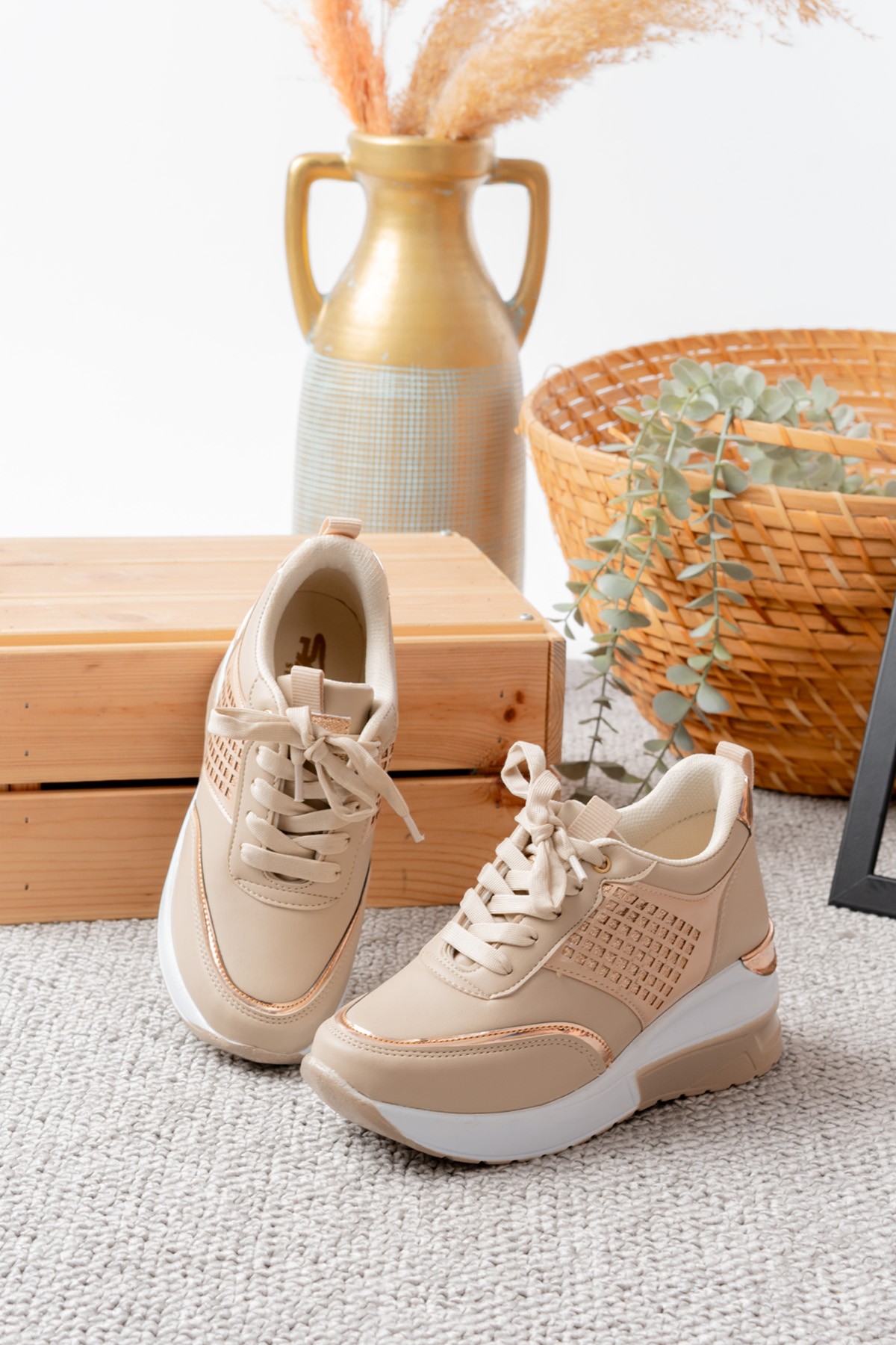 Kadın Rowan Yüksek Taban Sneaker - BEJ