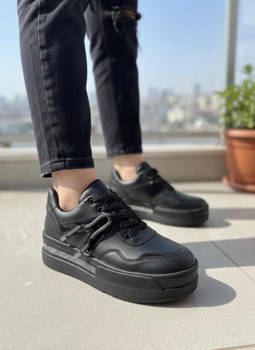 Kadın Vega Günlük Ortopedik Taban Sneaker - SİYAH