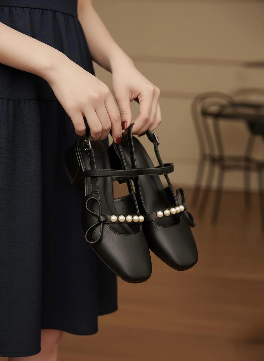  Kadın Veran Siyah Fiyonk Taş Detaylı Klasik Topuklu Ayakkabı