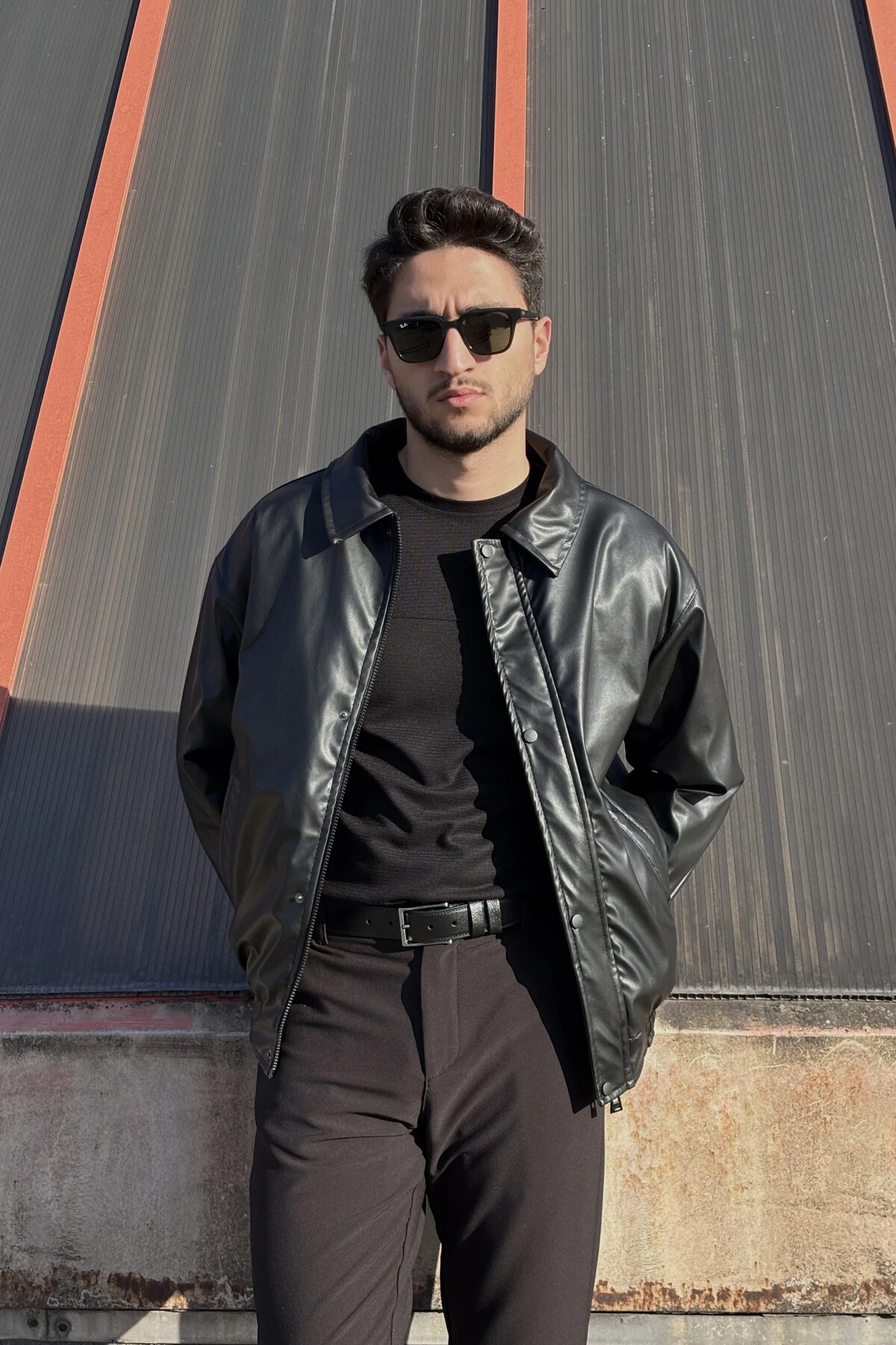 Oversize Fit Suni Deri Ceket 25USE640