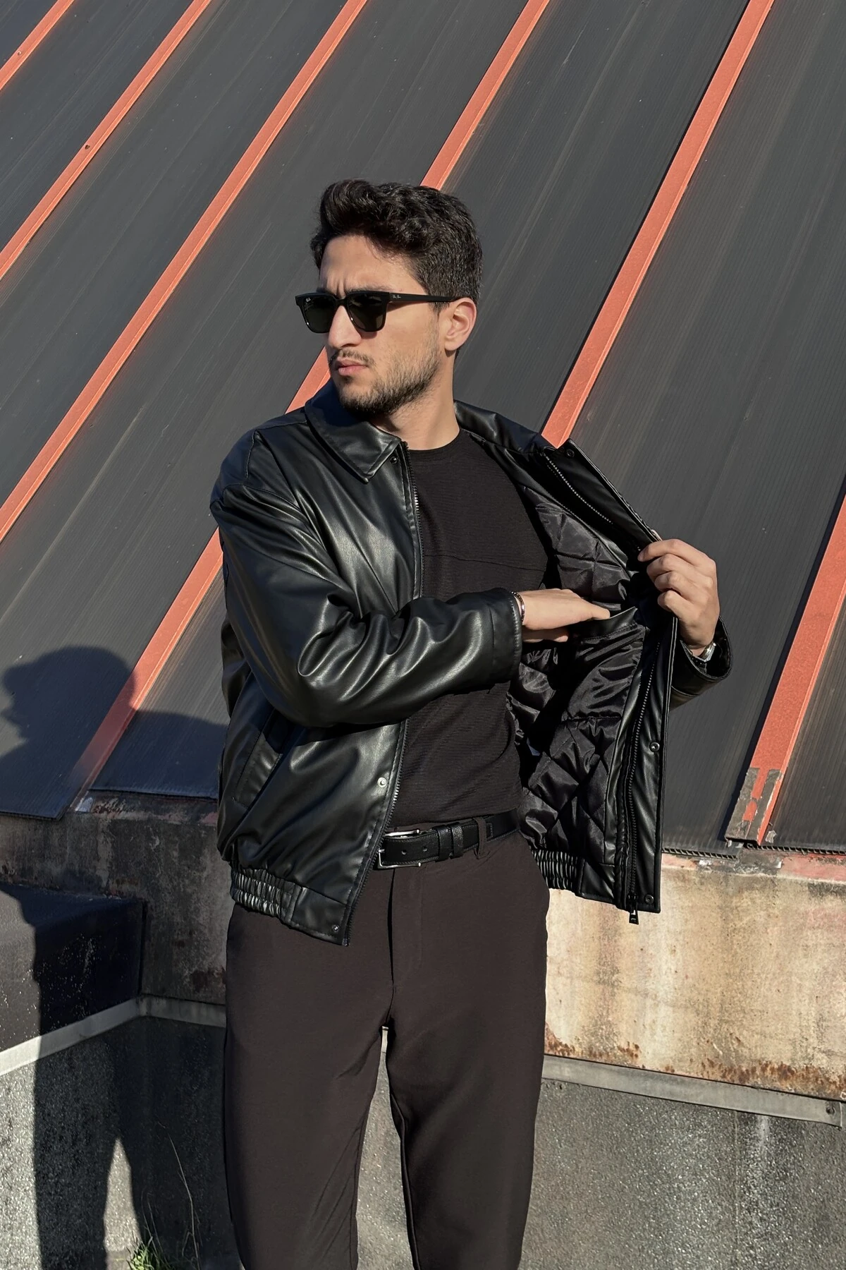 Oversize Fit Suni Deri Ceket 25USE640