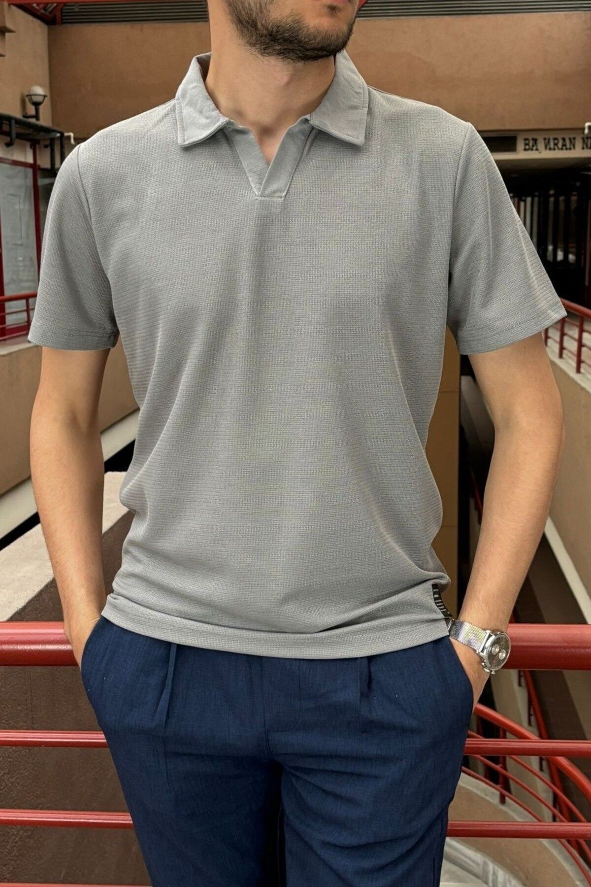 POLO YAKA T-SHIRT 24USEPT02 - GRİ