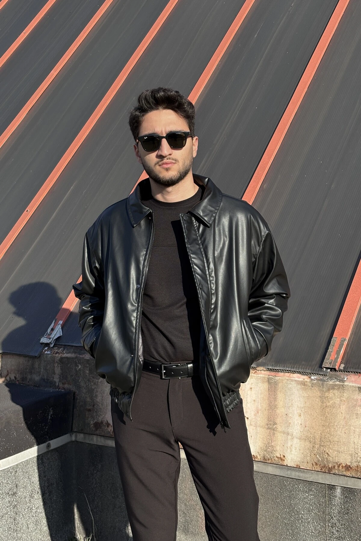 Oversize Fit Suni Deri Ceket 25USE640