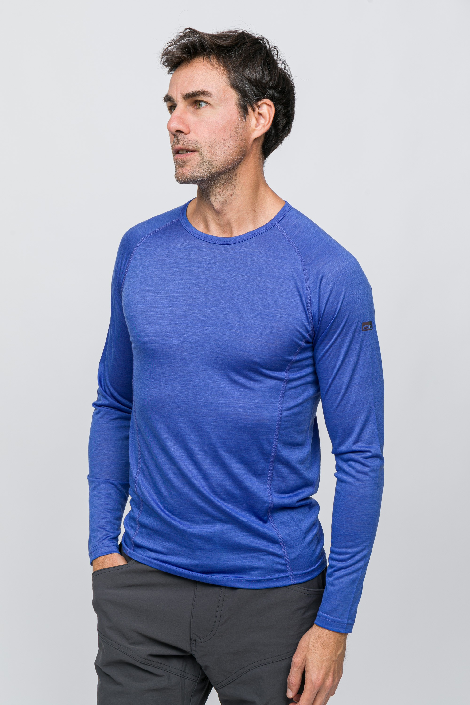 Erkek All-Season Merino Uzun Kollu T-Shirt 135 gr - Mavi