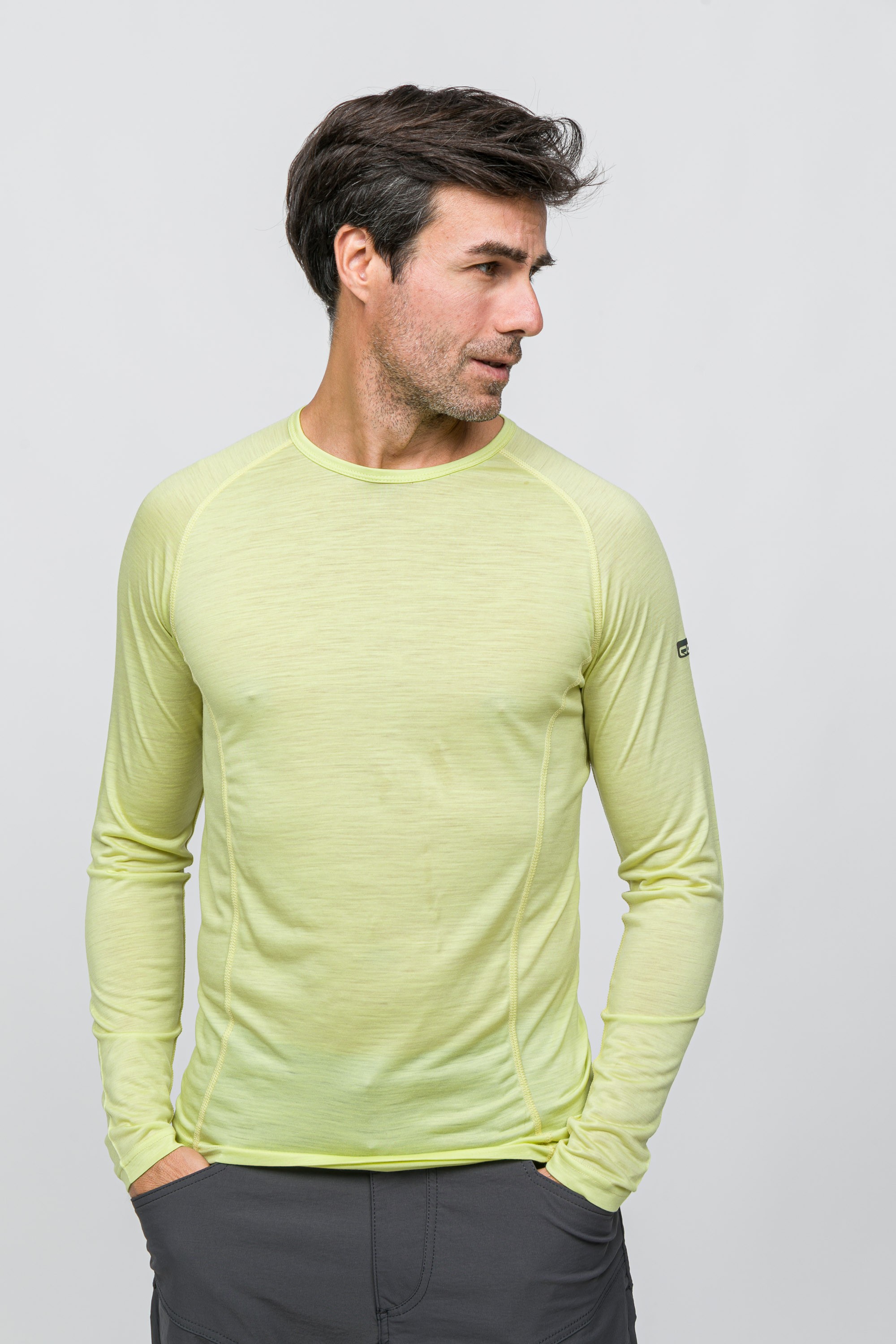 Erkek All-Season Merino Uzun Kollu T-Shirt 135 gr - Lime