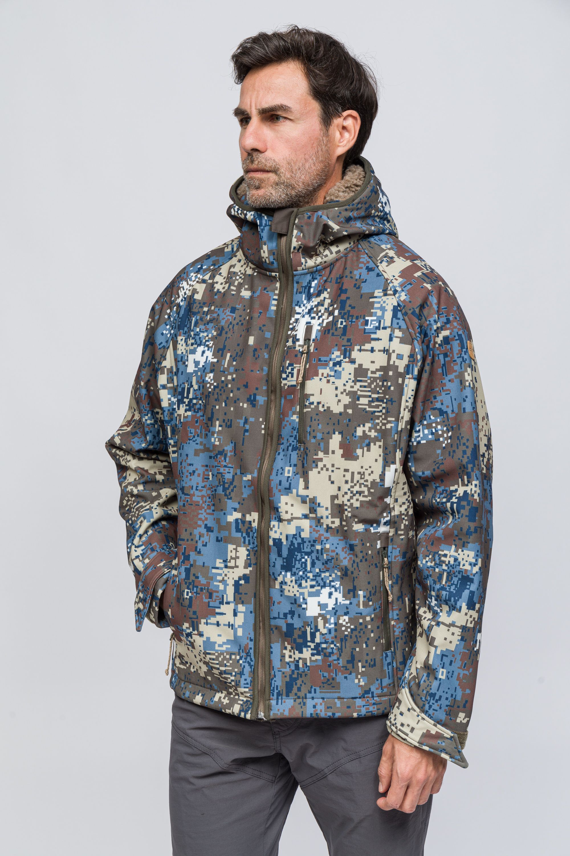 SoftShell Rüzgar ve Suya Dayanıklı Mont - Camo Mavi