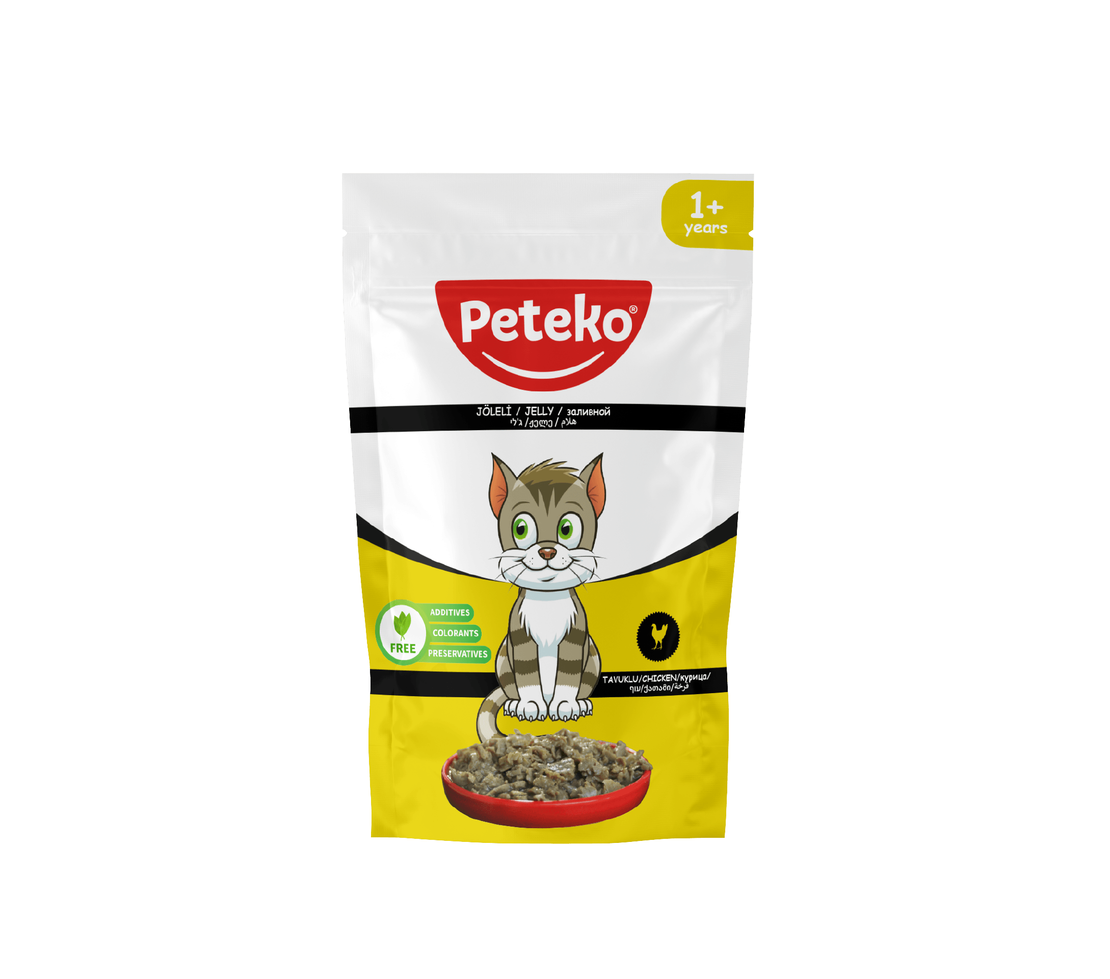 PETEKO 24 ADET JÖLELİ PARÇA ETLİ YETİŞKİN KEDİ YAŞ MAMASI TAVUKLU