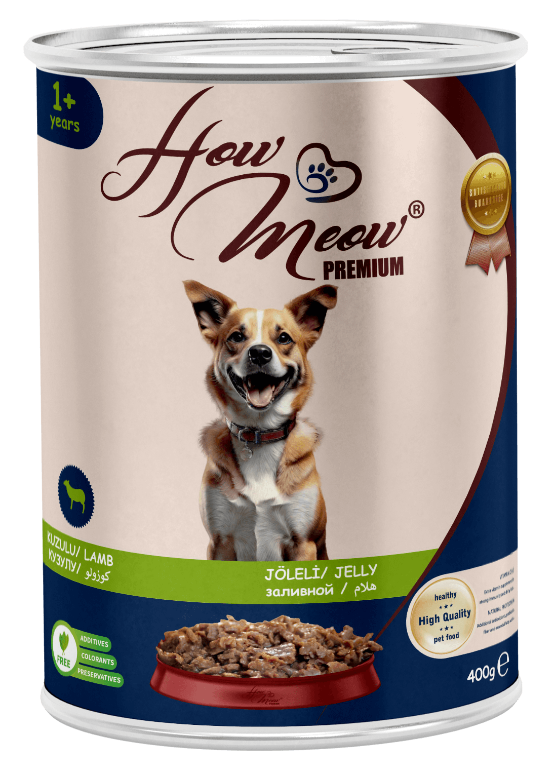 HOW MEOW 12 ADET PATE YETİŞKİN KÖPEK YAŞ MAMASI KUZULU - 400 gr