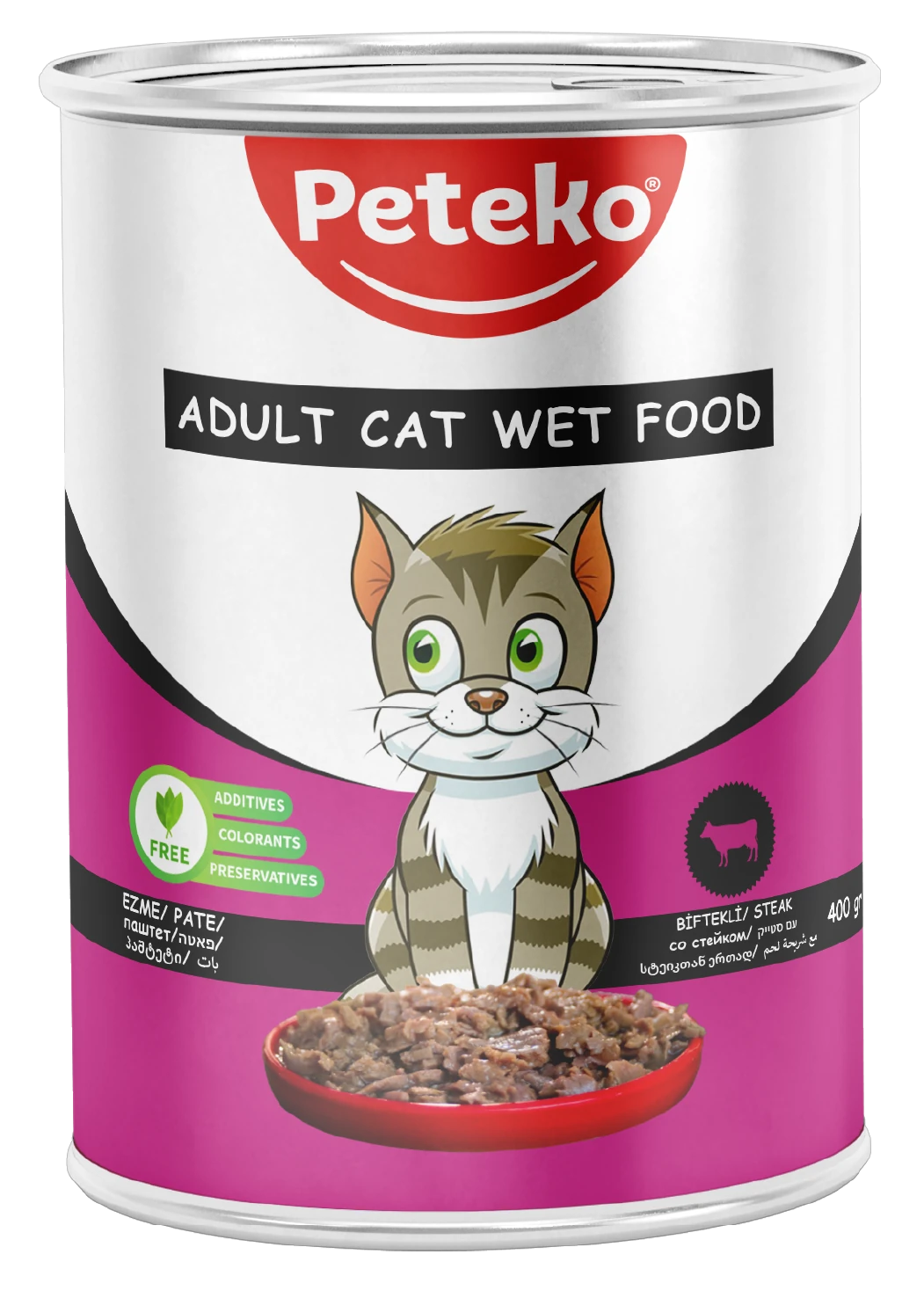 PETEKO 12 ADET PATE YETİŞKİN KEDİ YAŞ MAMASI BİFTEKLİ