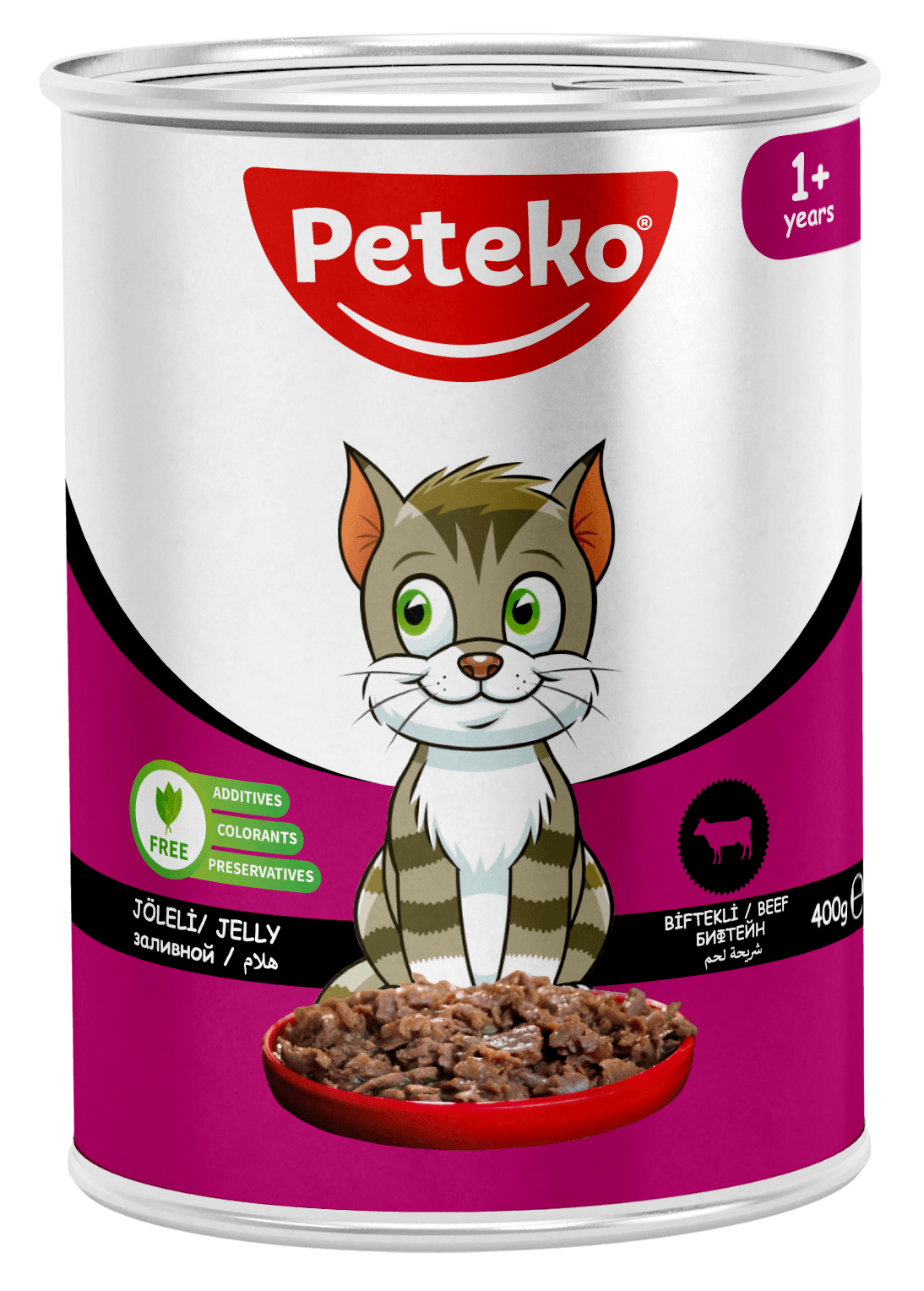 PETEKO 12 ADET JÖLELİ PARÇA ETLİ YETİŞKİN KEDİ YAŞ MAMASI BİFTEKLİ