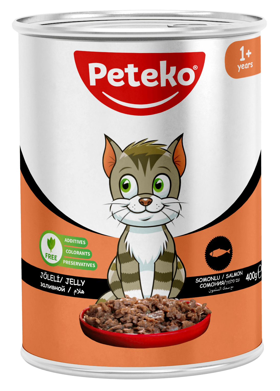 PETEKO 12 ADET JÖLELİ PARÇA ETLİ YETİŞKİN KEDİ YAŞ MAMASI SOMONLU