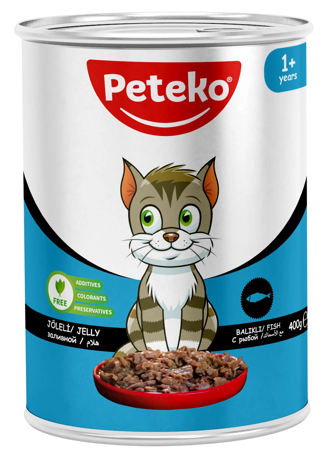 PETEKO 12 ADET JÖLELİ PARÇA ETLİ YETİŞKİN KEDİ YAŞ MAMASI BALIKLI
