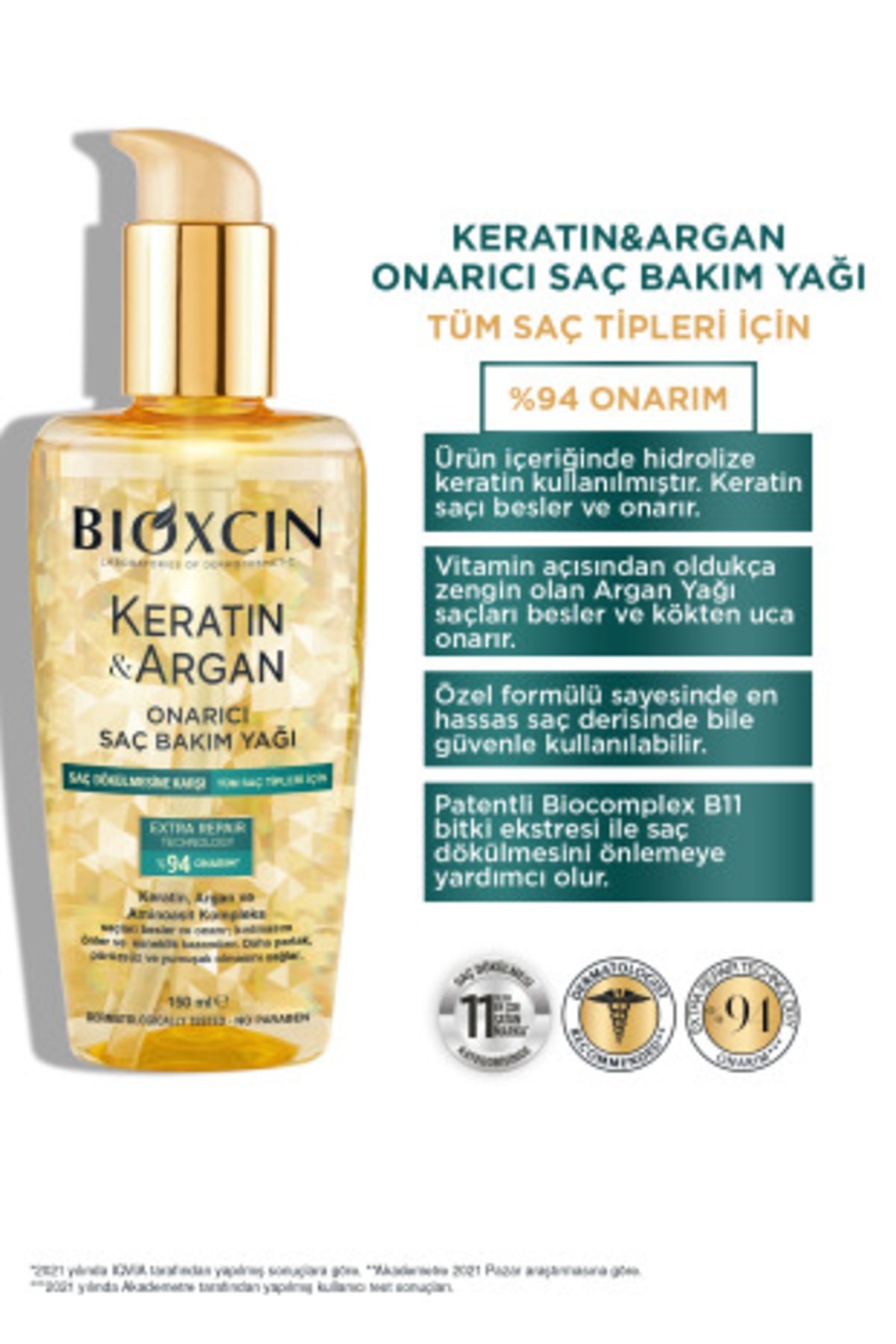 Keratin & Argan Onarıcı Saç Bakım Yağı 150 Ml - Yıpranmış Ve Hasar Görmüş Saçlar