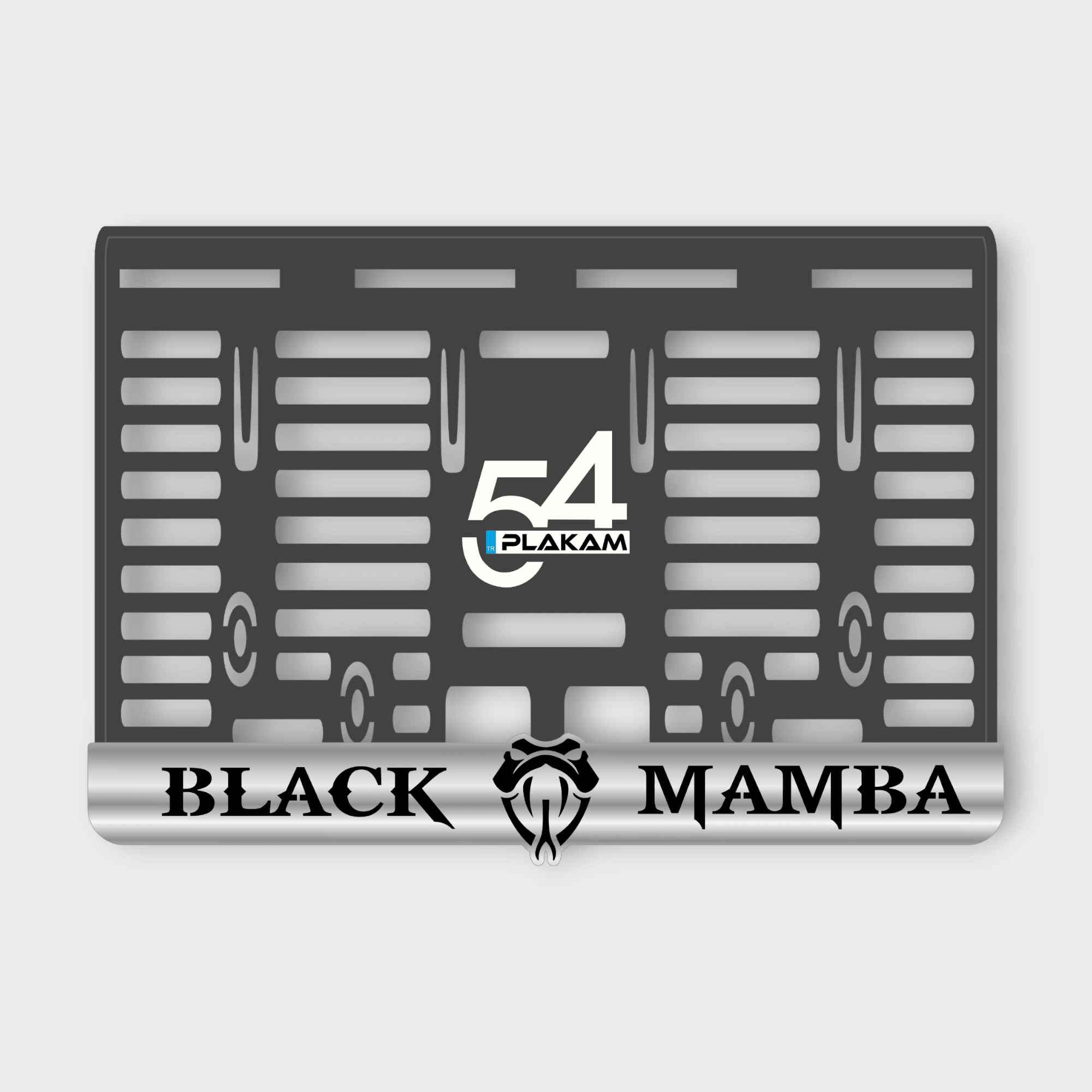 GÜMÜŞ BLACK MAMBA 3D KABARTMALI PLEKSİ MOTOR PLAKALIĞI