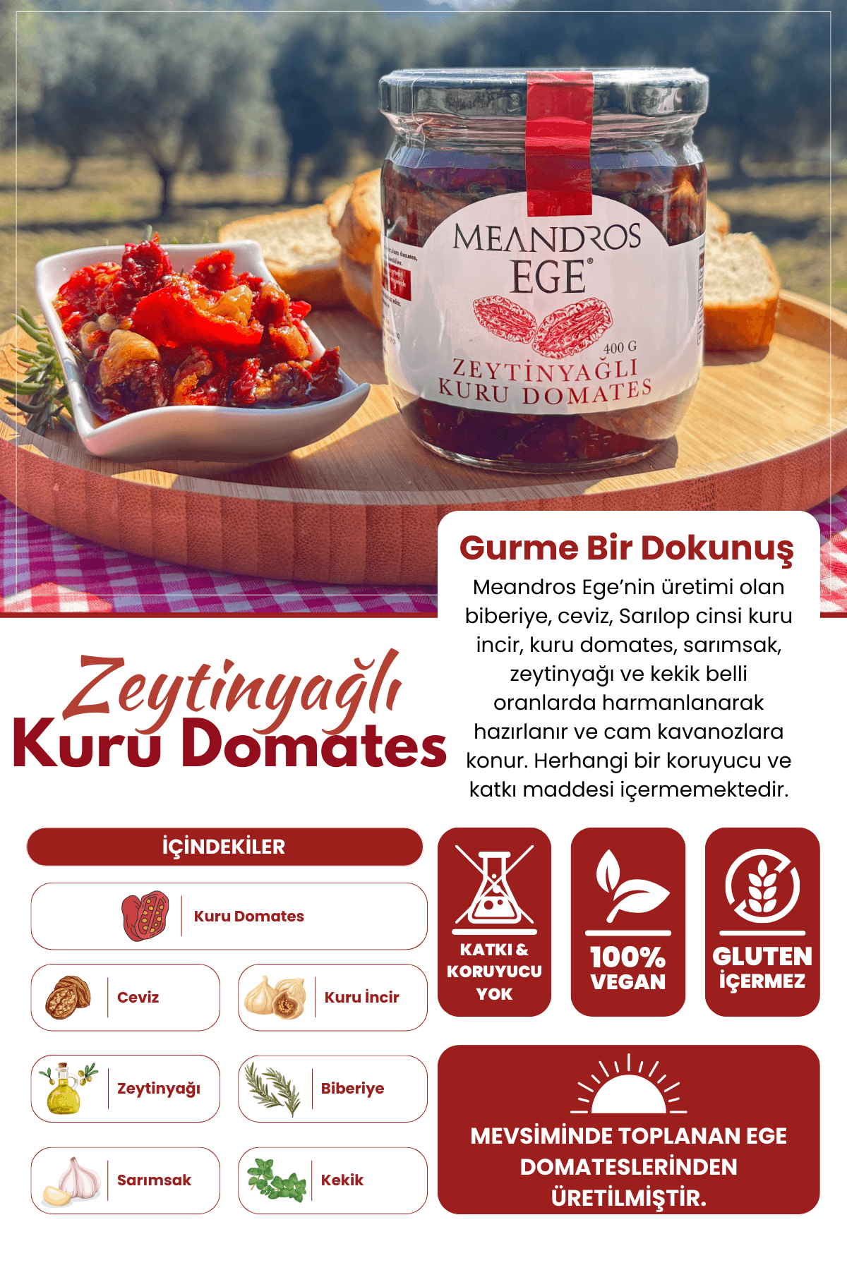 Zeytinyağlı Kuru Domates (Ceviz İncir Biberiyeli) 250 gr
