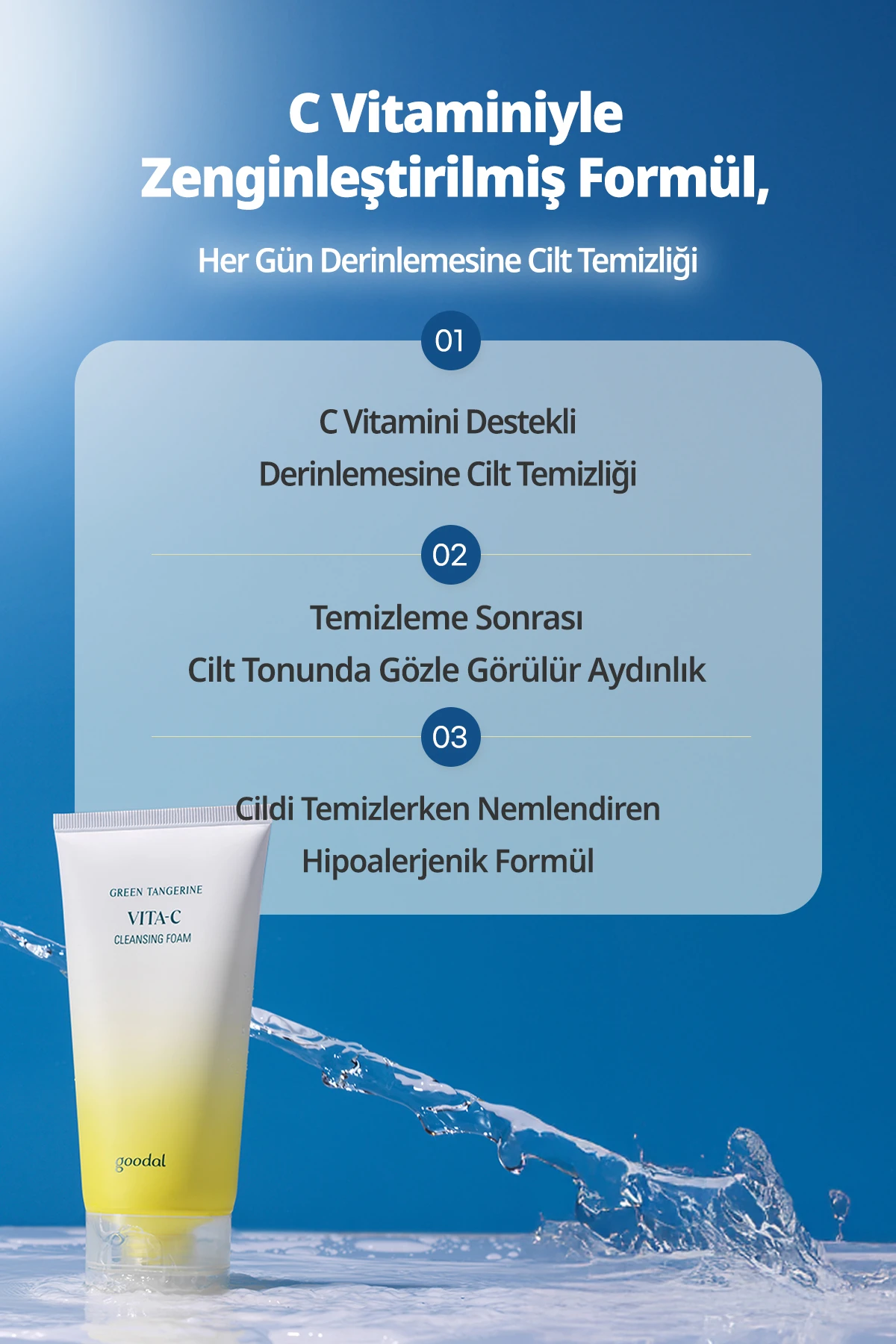 Cilde Aydınlık Görünüm Sunan Temizleme Köpüğü GOODAL Green Tangerine Vita C Cleansing Foam