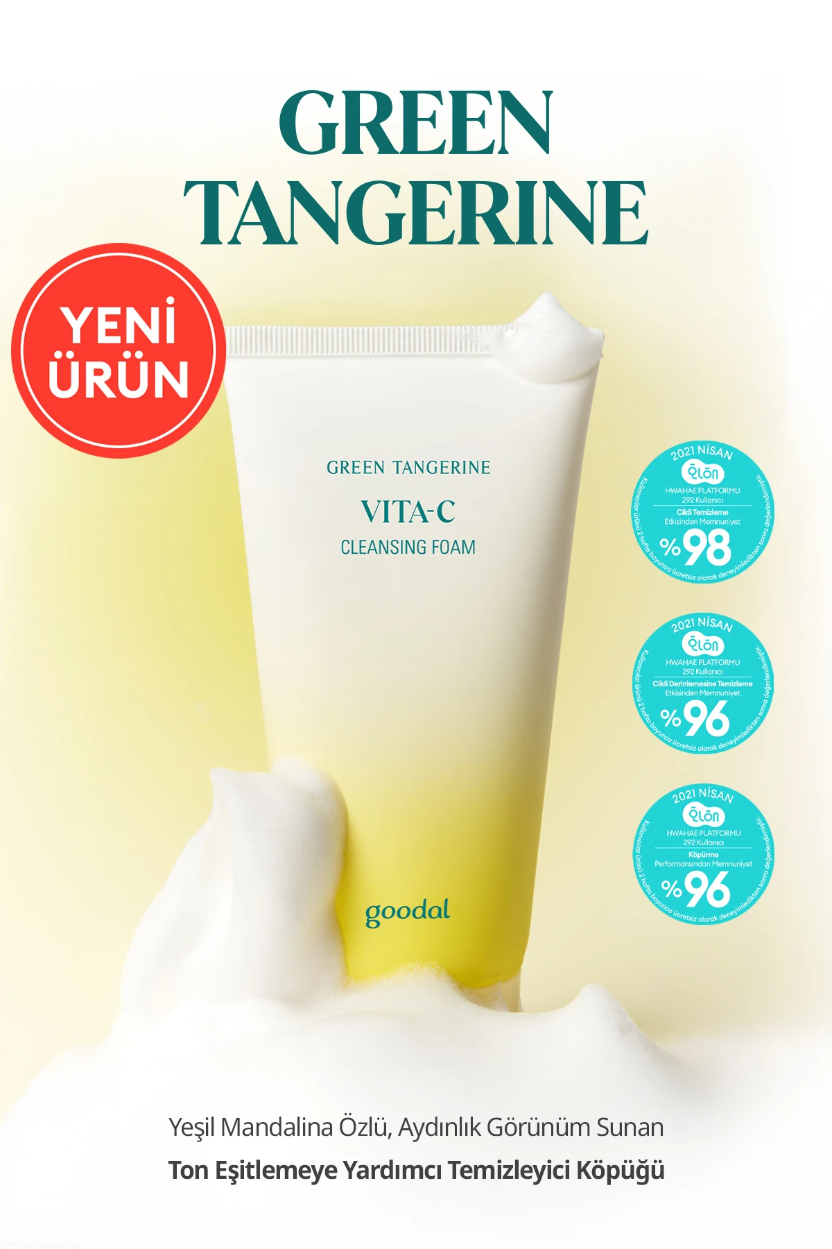 Cilde Aydınlık Görünüm Sunan Temizleme Köpüğü GOODAL Green Tangerine Vita C Cleansing Foam