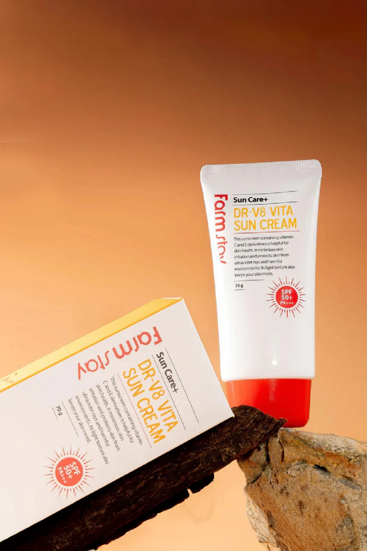 Farmstay DR-V8 Vita Güneş Kremi SPF 50+ PA+++ | Vitamin C&E İçerikli | Yağsız Hafif Dokulu 70g