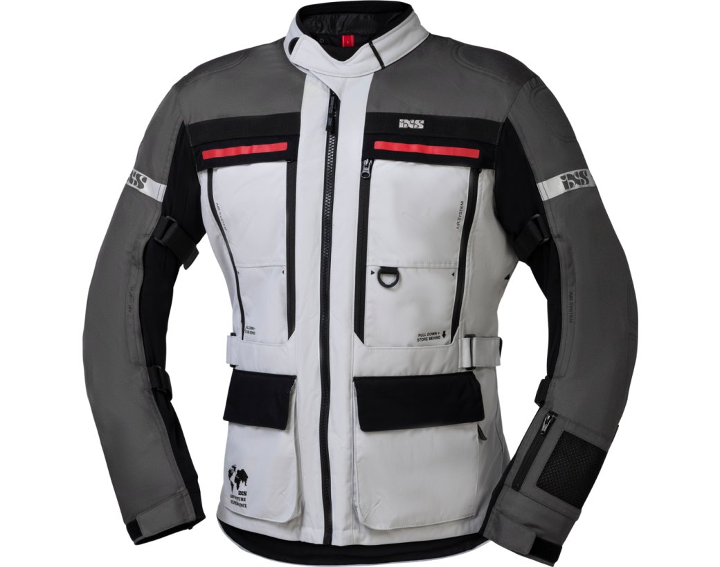 IXS Montevideo-ST 3.0 Tour Jacket - Light Grey Dark Grey Black - Kısa Kesim 