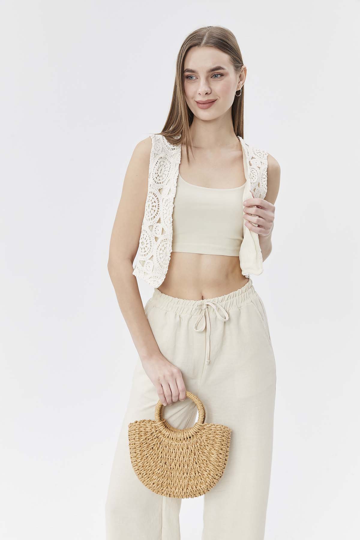 Brode Dantelli Kiton Gömlek Yelek